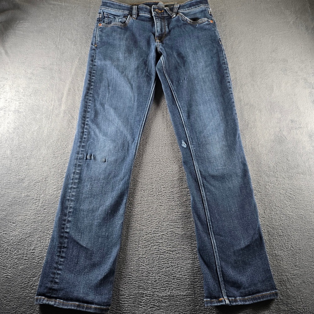 Volcom Vorta Slim Straight Jeans Mens 30 Dark Wash Denim Blue Pants
